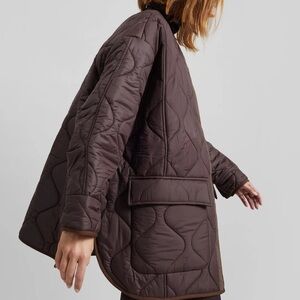 The Frankie Shop - TEDDY QUILTED JACKET - CHOCOLATE BROWN - XS/S